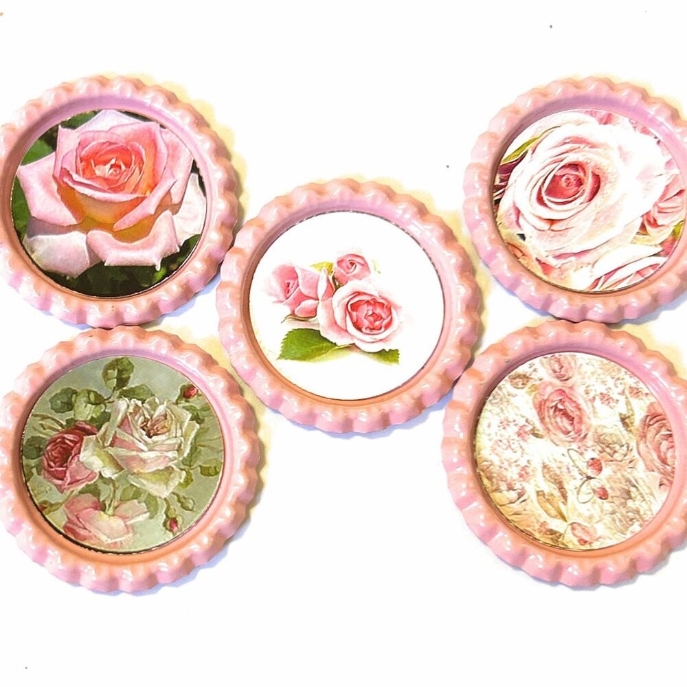 Pink Roses Magnet Set